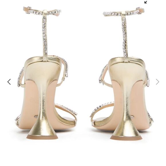 Tony Bianco Shy high heels shoes gold metallic rhinestone strappy Revolve Sz 8 - Picture 5 of 15